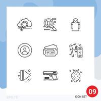 User Interface Pack of 9 Basic Outlines of station train open world people Editable Vector Design Elements