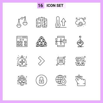 paquete de iconos de vector de stock de 16 signos y símbolos de línea para el desarrollo de codificación aplicación de naturaleza computación elementos de diseño de vector editables