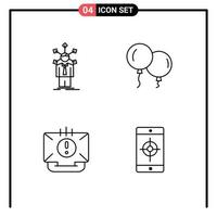 4 User Interface Line Pack of modern Signs and Symbols of development contact personality fly help Editable Vector Design Elements
