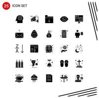 User Interface Pack of 25 Basic Solid Glyphs of development computer insert coding view Editable Vector Design Elements
