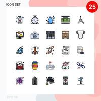 Concepto de color plano de 25 líneas completas para sitios web móviles y aplicaciones conexión de caída de artículos de fuego de datos elementos de diseño de vectores editables en línea