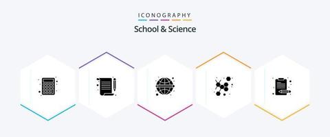 paquete de iconos de 25 glifos de escuela y ciencia que incluye contenido. educación. ciencia. átomo vector