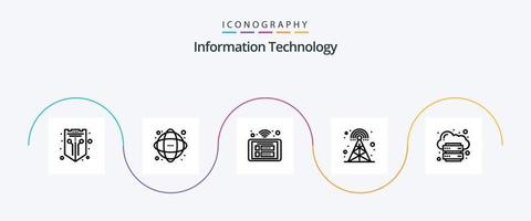 Information Technology Line 5 Icon Pack Including radio. broadcasting. network. wifi. panel vector