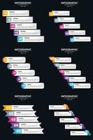 plantilla de diapositiva de presentación del paquete de infografías vectoriales 6 diagramas de ciclo de 5 pasos y líneas de tiempo vector