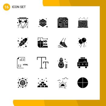 16 glifos sólidos vectoriales temáticos y símbolos editables de elementos de diseño vectorial editables editoriales de medios de capa de aplicación creativa vector