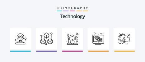 Technology Line 5 Icon Pack Including control. emission. energy consumption. tv. internet. Creative Icons Design vector