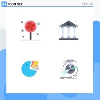 Group of 4 Modern Flat Icons Set for candy chart banking finance and business diagram Editable Vector Design Elements