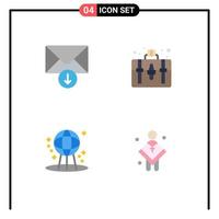 Pack of 4 Modern Flat Icons Signs and Symbols for Web Print Media such as mail space handbag hobby christian Editable Vector Design Elements