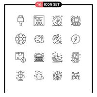 Editable Vector Line Pack of 16 Simple Outlines of soccer ball celebration product factory Editable Vector Design Elements