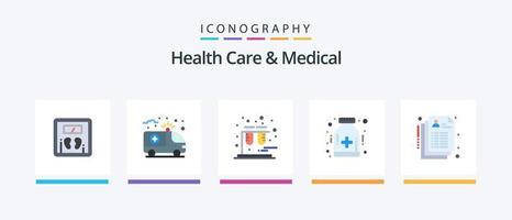 paquete de iconos de 5 planos médicos y de atención médica que incluye servicios médicos. cuidado. química. hospital. droga. diseño de iconos creativos vector