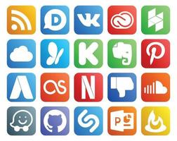 20 Social Media Icon Pack Including sound dislike msn netflix adwords vector