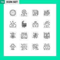 Group of 16 Outlines Signs and Symbols for map process medicine creative healthy Editable Vector Design Elements