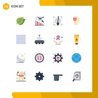 Mobile Interface Flat Color Set of 16 Pictograms of haze data fly user secure Editable Pack of Creative Vector Design Elements