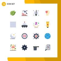 Mobile Interface Flat Color Set of 16 Pictograms of haze data fly user secure Editable Pack of Creative Vector Design Elements