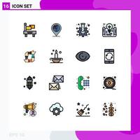 paquete de iconos de vector de stock de 16 signos y símbolos de línea para el trabajo en equipo forma cog archivo creativo elementos de diseño de vector creativo editable