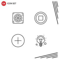 Pack of 4 Modern Filledline Flat Colors Signs and Symbols for Web Print Media such as computer media player air user education Editable Vector Design Elements