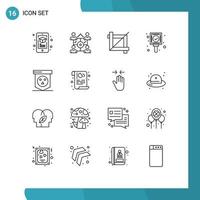 Group of 16 Modern Outlines Set for horror board crop tag mark Editable Vector Design Elements