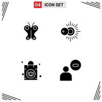 Set of 4 Modern UI Icons Symbols Signs for animal purse nature weather man Editable Vector Design Elements