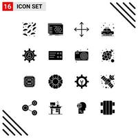 16 Thematic Vector Solid Glyphs and Editable Symbols of security rent arrows transport car Editable Vector Design Elements