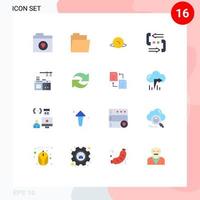 Paquete de 16 colores planos de interfaz de usuario de signos y símbolos modernos de actualización de puntero vivo ayuda para el hogar paquete editable de elementos de diseño de vectores creativos