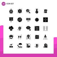 Pack of 25 creative Solid Glyphs of bill experiment generic flower compound biology Editable Vector Design Elements