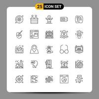 Set of 25 Modern UI Icons Symbols Signs for simple battery person charge person Editable Vector Design Elements