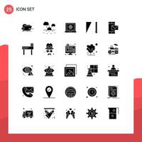 25 Thematic Vector Solid Glyphs and Editable Symbols of phone message globe contact sort Editable Vector Design Elements