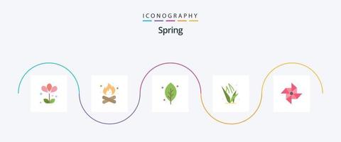 paquete de iconos de primavera plana 5 que incluye primavera. verde. naturaleza. pastos primavera vector