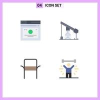 Pack of 4 Modern Flat Icons Signs and Symbols for Web Print Media such as layout chair quicklinks industry home Editable Vector Design Elements