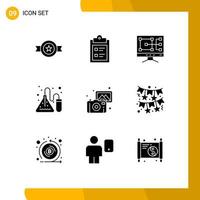 Solid Glyph Pack of 9 Universal Symbols of photos images computer lab lab Editable Vector Design Elements