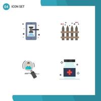 4 Universal Flat Icons Set for Web and Mobile Applications mobile employee trade realty hunting Editable Vector Design Elements