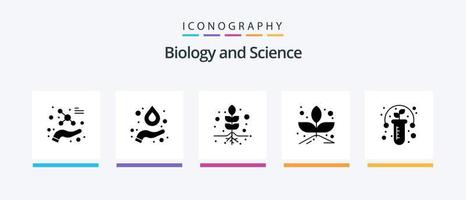 paquete de iconos de glifo 5 de biología que incluye . prueba. raíz. planta. brote. diseño de iconos creativos vector