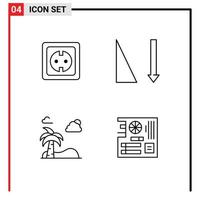 Mobile Interface Line Set of 4 Pictograms of electrical palm power supply sort spring Editable Vector Design Elements