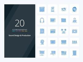 20 Sound Design And Sound Production Blue Color icon for presentation vector
