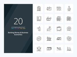 20 Banking Money And Business Economics Outline icon for presentation vector