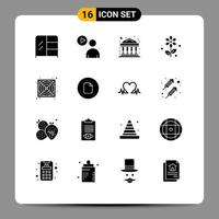 Group of 16 Modern Solid Glyphs Set for file supply commercial power nature Editable Vector Design Elements