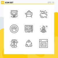 Modern Set of 9 Outlines Pictograph of home computer beet with leaves science sperms Editable Vector Design Elements