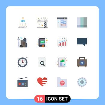 paquete de interfaz de usuario de 16 colores planos básicos de diseño de arquitectura fuente de diseño de cuadrícula de código paquete editable de elementos creativos de diseño de vectores