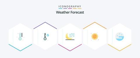 Paquete de iconos planos Weather 25 que incluye el clima. luna. luna. clima. sol vector