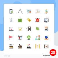 Mobile Interface Flat Color Set of 25 Pictograms of jumping activity purchase wealth holding Editable Vector Design Elements