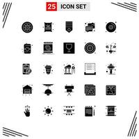 Universal Icon Symbols Group of 25 Modern Solid Glyphs of cd communication wheat chat rank Editable Vector Design Elements