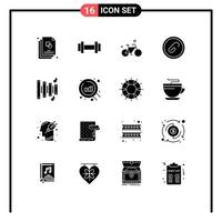 Modern Set of 16 Solid Glyphs and symbols such as custom file bicycle extension attach Editable Vector Design Elements