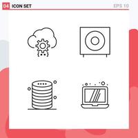 Stock Vector Icon Pack of 4 Line Signs and Symbols for cloud subwoofer development devices data Editable Vector Design Elements