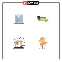 4 Universal Flat Icons Set for Web and Mobile Applications email gold message business payment Editable Vector Design Elements