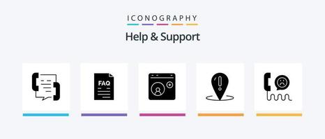 Help And Support Glyph 5 Icon Pack Including place. help. help. social media. help. Creative Icons Design vector