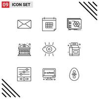 9 User Interface Outline Pack of modern Signs and Symbols of money banking event bank tactic Editable Vector Design Elements