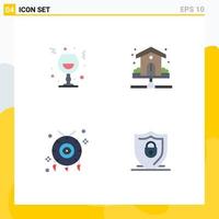 Pictogram Set of 4 Simple Flat Icons of wine water night pipe cultures Editable Vector Design Elements