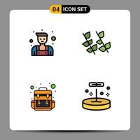 Set of 4 Modern UI Icons Symbols Signs for handyman traveling ecology spring education Editable Vector Design Elements