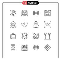 16 Thematic Vector Outlines and Editable Symbols of down shutdown sport web page Editable Vector Design Elements