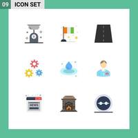 Pictogram Set of 9 Simple Flat Colors of preferences configuration irish road lines Editable Vector Design Elements